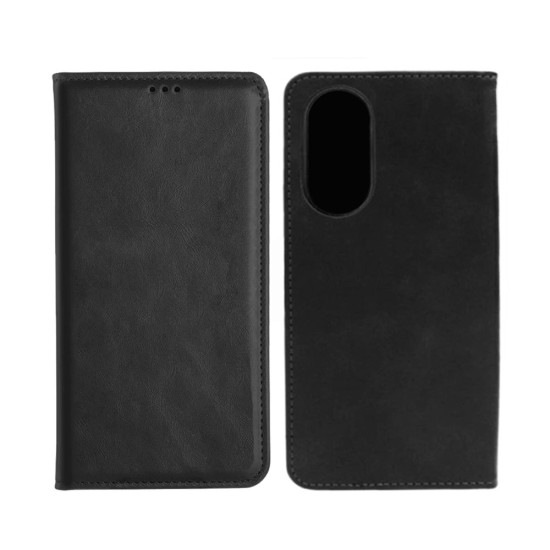 Leather Flip Cover with Internal Pocket For Huawei Honor 70 Black